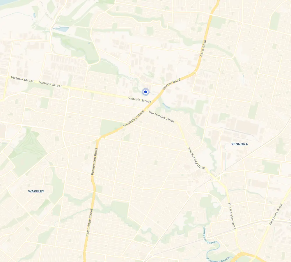 Map of the Smithfield service area and the surrounding Greater West, showing Smithfield and the nearby streets we cover.