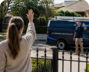 Plumber leaving a completed job in Smithfield
